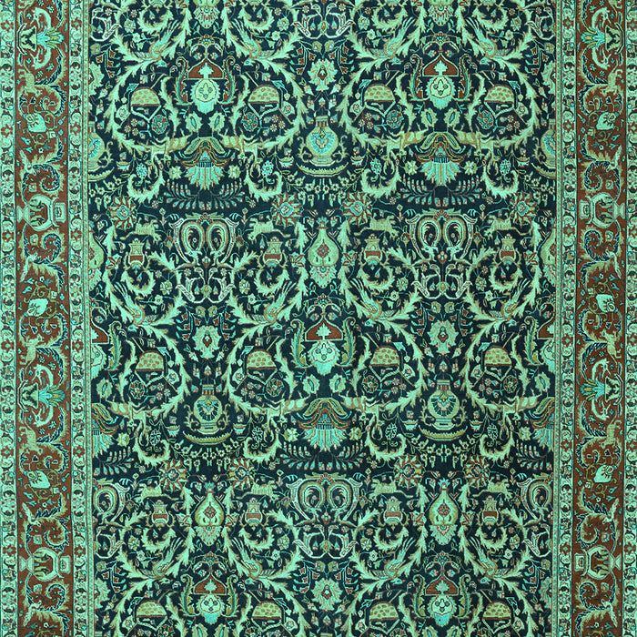 Machine Washable Persian Turquoise Traditional Area Rugs, wshtr396turq