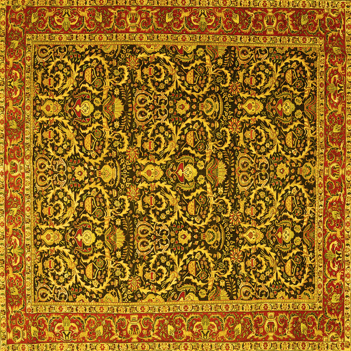 Square Machine Washable Persian Yellow Traditional Rug, wshtr396yw