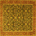 Square Machine Washable Persian Yellow Traditional Rug, wshtr396yw