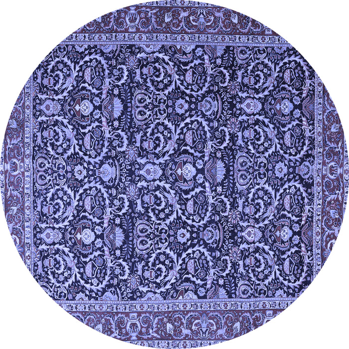 Round Machine Washable Persian Blue Traditional Rug, wshtr396blu