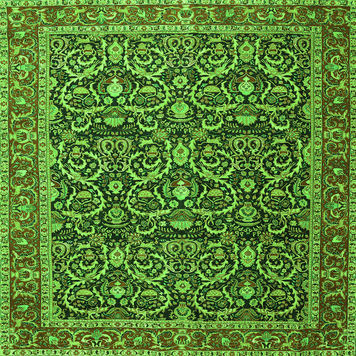 Round Machine Washable Persian Green Traditional Area Rugs, wshtr396grn