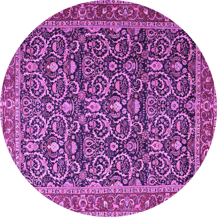 Round Machine Washable Persian Purple Traditional Area Rugs, wshtr396pur