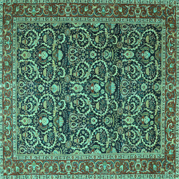 Square Machine Washable Persian Turquoise Traditional Area Rugs, wshtr396turq