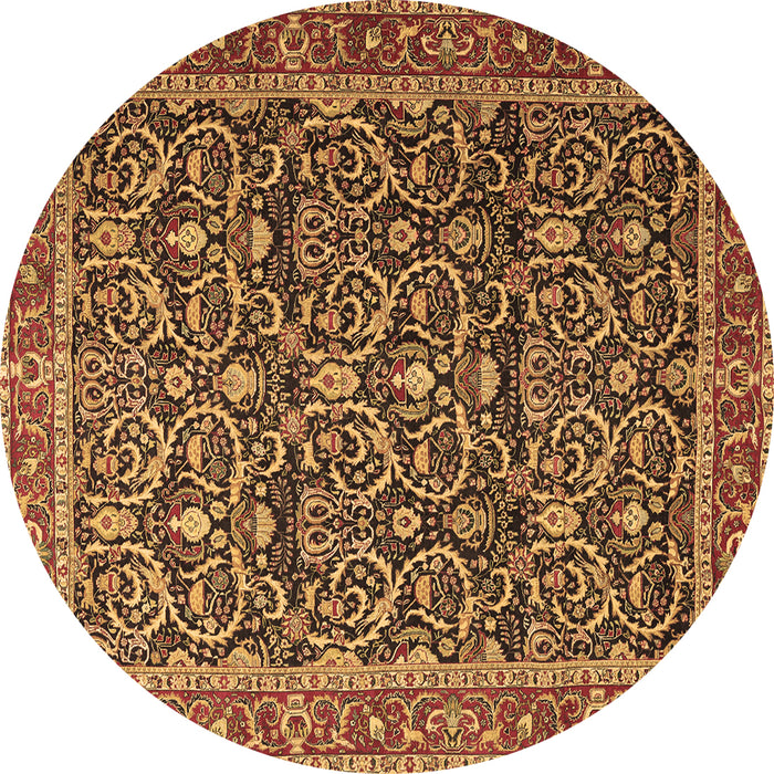 Round Persian Brown Traditional Rug, tr396brn