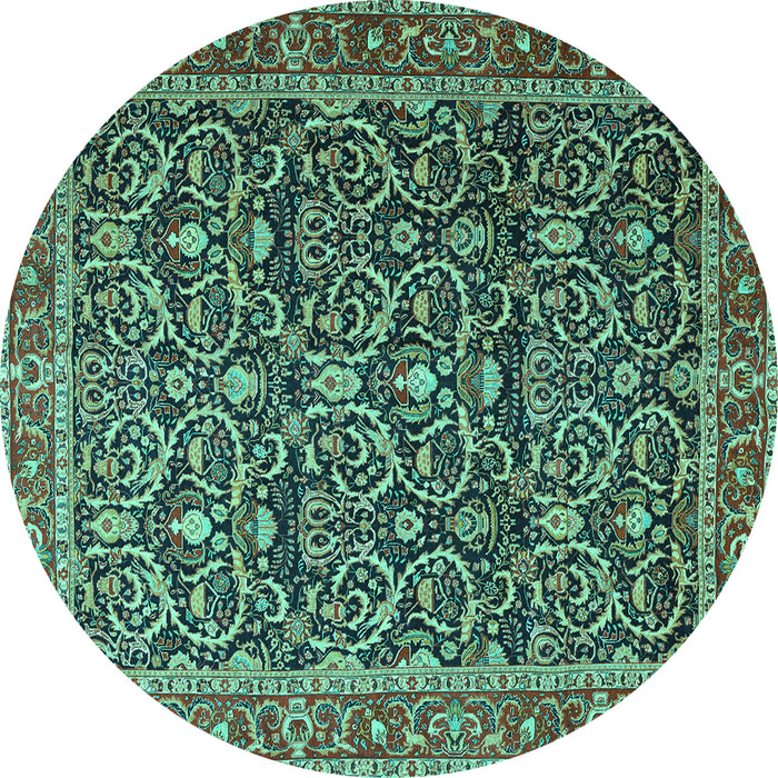 Round Persian Turquoise Traditional Rug, tr396turq