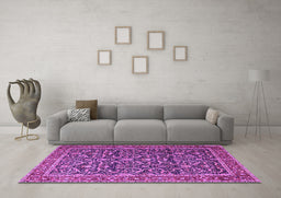 Machine Washable Persian Purple Traditional Area Rugs in a Living Room, wshtr396pur