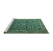 Sideview of Machine Washable Persian Turquoise Traditional Area Rugs, wshtr396turq