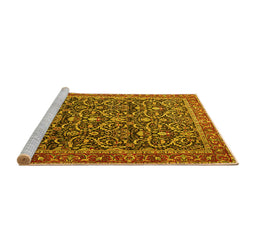 Sideview of Machine Washable Persian Yellow Traditional Rug, wshtr396yw