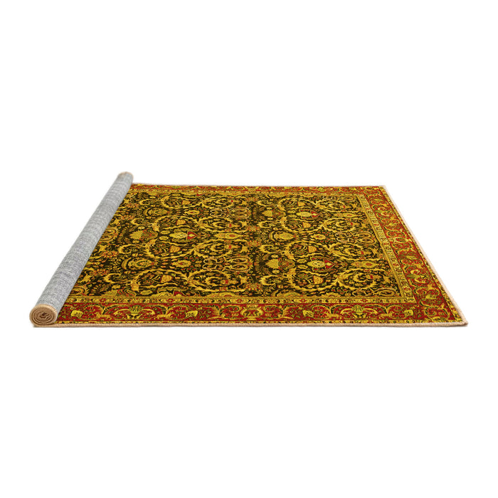 Sideview of Machine Washable Persian Yellow Traditional Rug, wshtr396yw