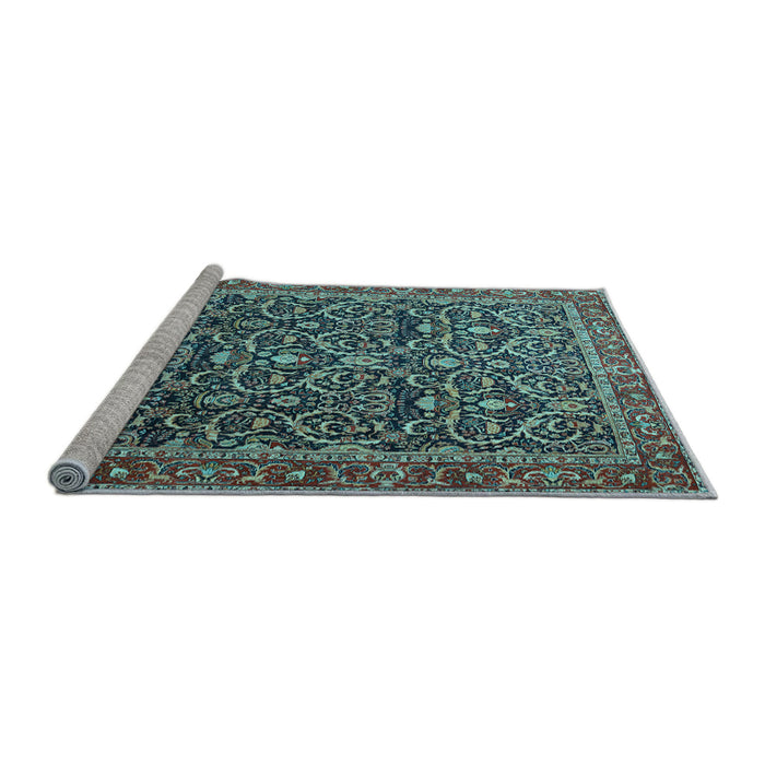 Sideview of Machine Washable Persian Light Blue Traditional Rug, wshtr396lblu