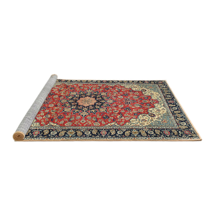 Sideview of Machine Washable Traditional Light French Beige Brown Rug, wshtr397