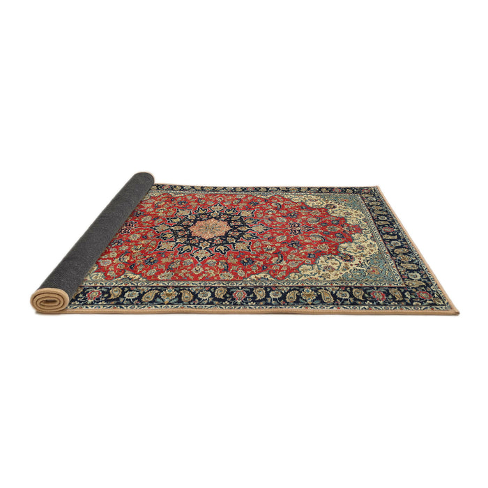 Sideview of Traditional Light French Beige Brown Medallion Rug, tr397