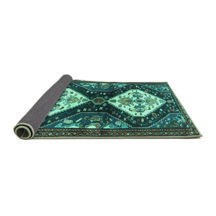 Sideview of Persian Turquoise Traditional Rug, tr3970turq