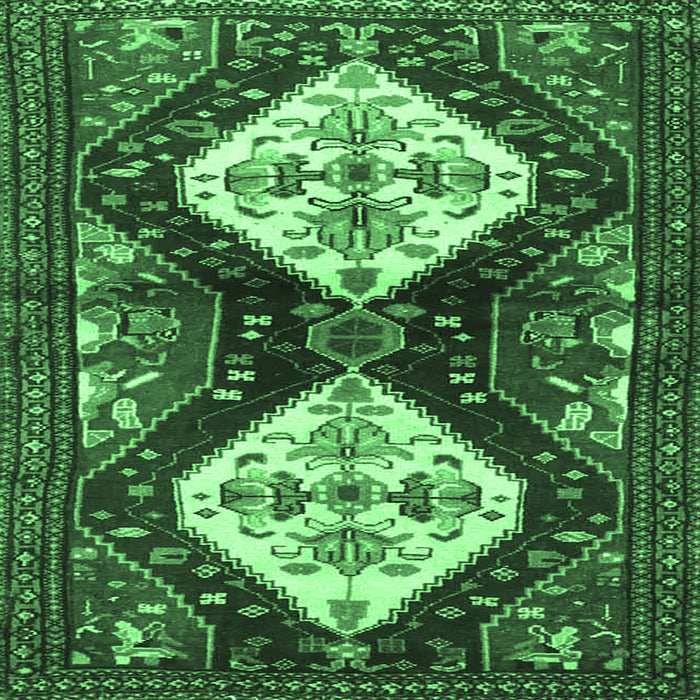 Square Machine Washable Persian Emerald Green Traditional Area Rugs, wshtr3970emgrn