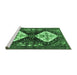 Sideview of Machine Washable Persian Emerald Green Traditional Area Rugs, wshtr3970emgrn