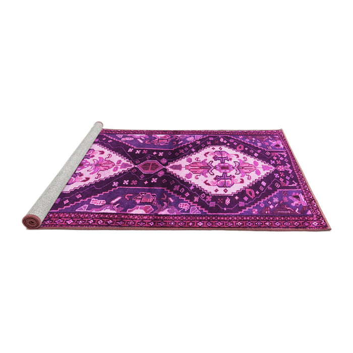 Sideview of Machine Washable Persian Pink Traditional Rug, wshtr3970pnk