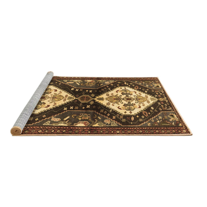 Sideview of Machine Washable Persian Brown Traditional Rug, wshtr3970brn