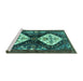 Sideview of Machine Washable Persian Turquoise Traditional Area Rugs, wshtr3970turq