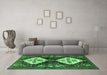 Machine Washable Persian Emerald Green Traditional Area Rugs in a Living Room,, wshtr3970emgrn