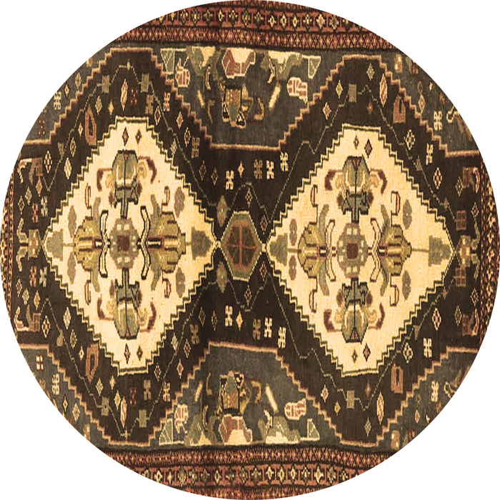 Round Persian Brown Traditional Rug, tr3970brn