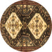 Round Persian Brown Traditional Rug, tr3970brn