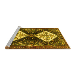 Sideview of Machine Washable Persian Yellow Traditional Rug, wshtr3970yw