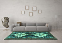 Machine Washable Persian Turquoise Traditional Rug, wshtr3970turq