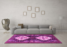 Machine Washable Persian Pink Traditional Rug in a Living Room, wshtr3970pnk