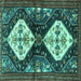 Square Machine Washable Persian Turquoise Traditional Area Rugs, wshtr3970turq