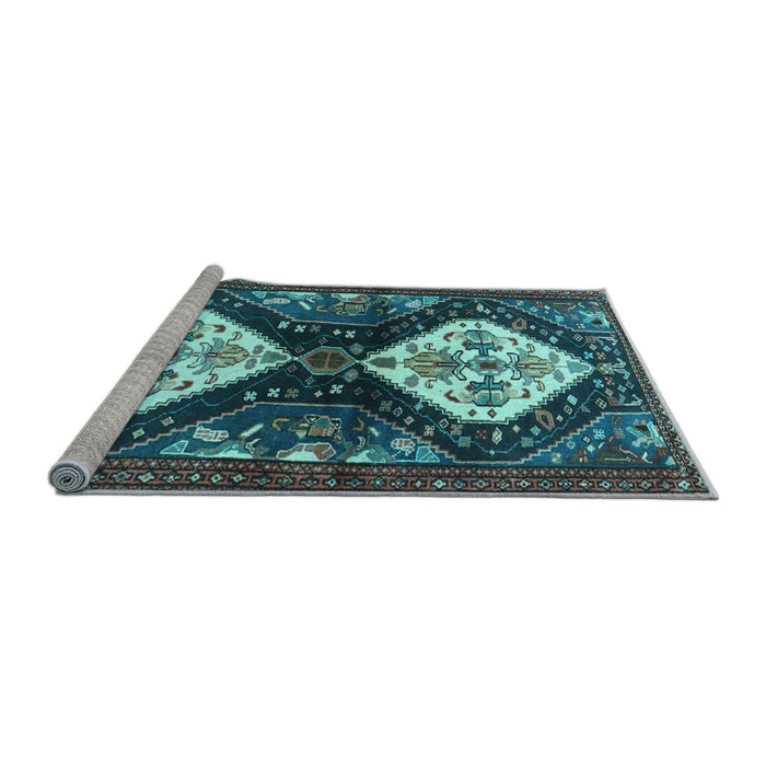 Sideview of Machine Washable Persian Light Blue Traditional Rug, wshtr3970lblu