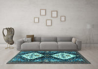 Machine Washable Persian Light Blue Traditional Rug, wshtr3970lblu