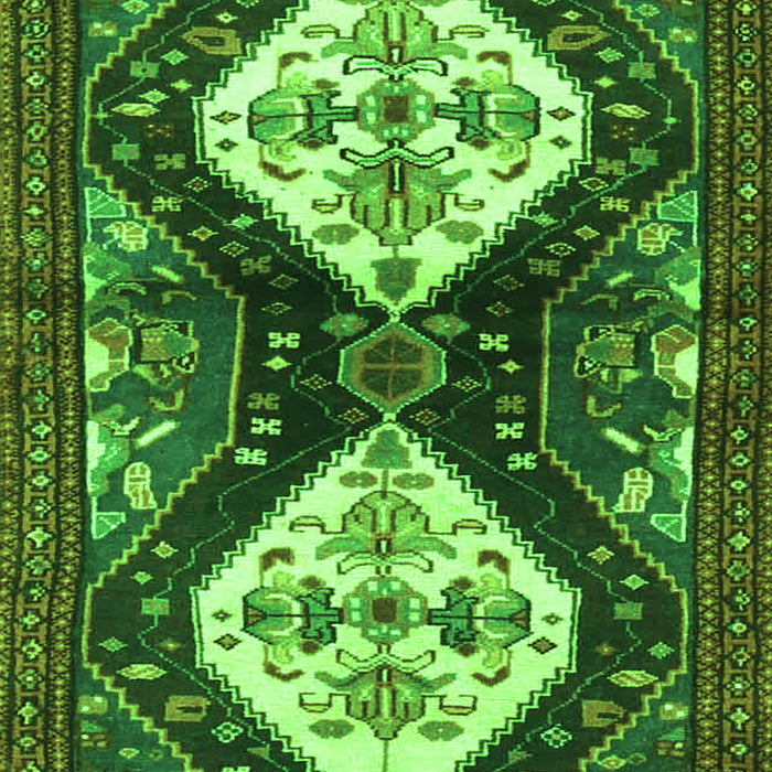 Serging Thickness of Machine Washable Persian Green Traditional Area Rugs, wshtr3970grn