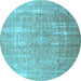 Round Persian Light Blue Traditional Rug, tr3971lblu