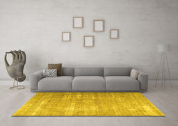 Machine Washable Persian Yellow Traditional Rug in a Living Room, wshtr3971yw