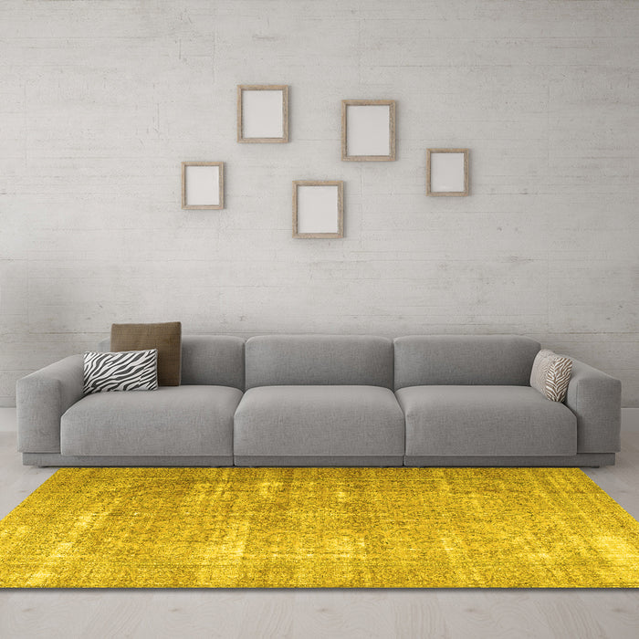 Machine Washable Persian Yellow Traditional Rug in a Living Room, wshtr3971yw