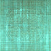 Square Persian Turquoise Traditional Rug, tr3971turq