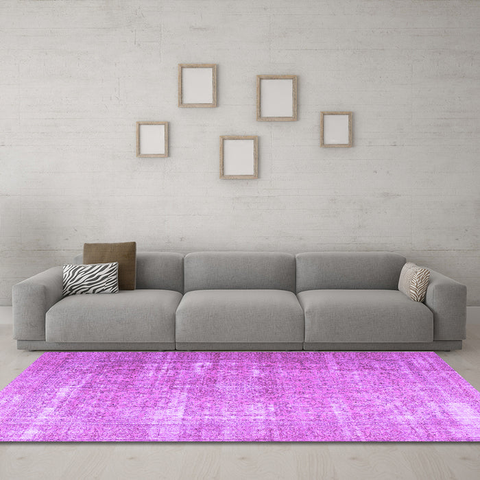 Machine Washable Persian Purple Traditional Area Rugs in a Living Room, wshtr3971pur