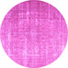 Round Machine Washable Persian Pink Traditional Rug, wshtr3971pnk