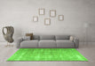 Machine Washable Persian Green Traditional Area Rugs in a Living Room,, wshtr3971grn