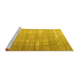 Sideview of Machine Washable Persian Yellow Traditional Rug, wshtr3971yw