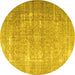 Round Persian Yellow Traditional Rug, tr3971yw