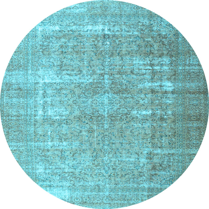 Round Machine Washable Persian Light Blue Traditional Rug, wshtr3971lblu
