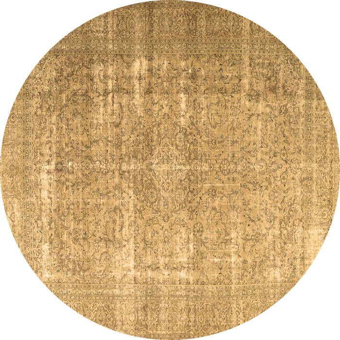 Round Machine Washable Persian Brown Traditional Rug, wshtr3971brn