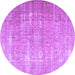 Round Machine Washable Persian Purple Traditional Area Rugs, wshtr3971pur