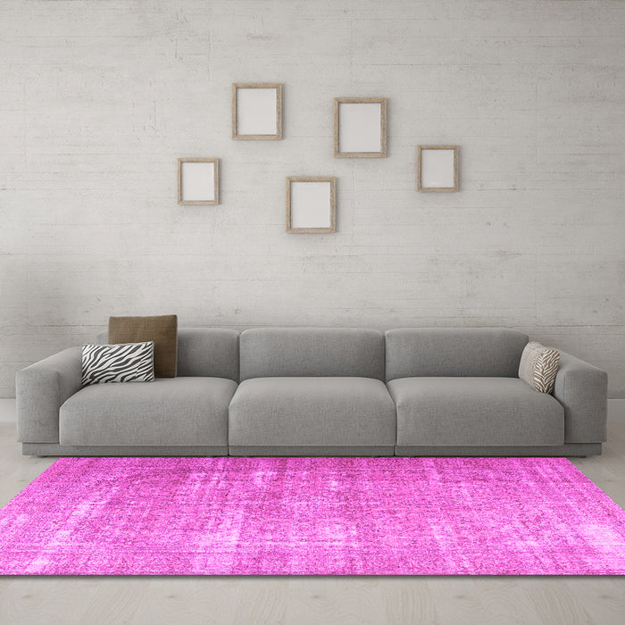 Machine Washable Persian Pink Traditional Rug in a Living Room, wshtr3971pnk