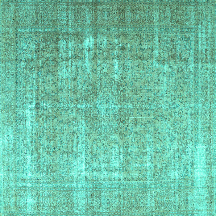 Square Machine Washable Persian Turquoise Traditional Area Rugs, wshtr3971turq
