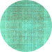 Round Persian Turquoise Traditional Rug, tr3972turq