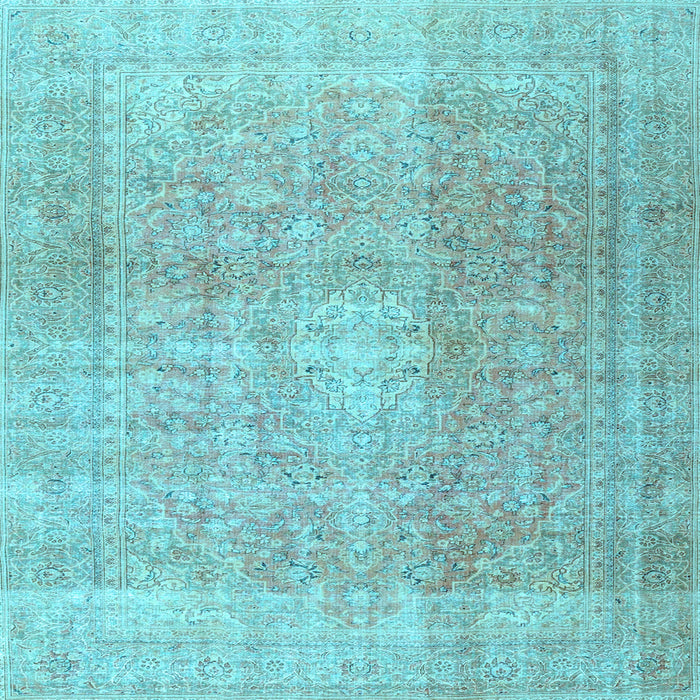 Square Machine Washable Persian Light Blue Traditional Rug, wshtr3972lblu
