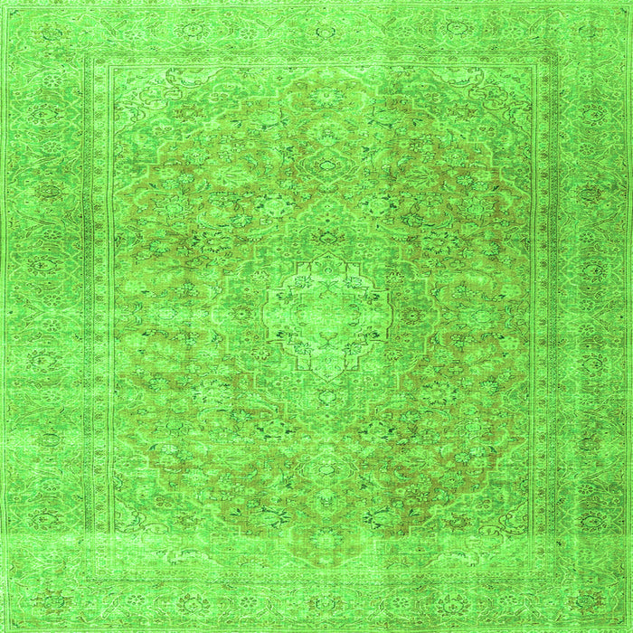 Round Machine Washable Persian Green Traditional Area Rugs, wshtr3972grn