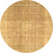 Round Persian Brown Traditional Rug, tr3972brn